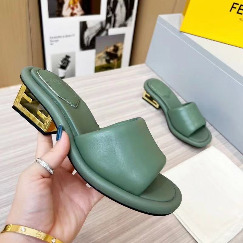 FEN* Metal Square Heel Slingback Flip-Flops