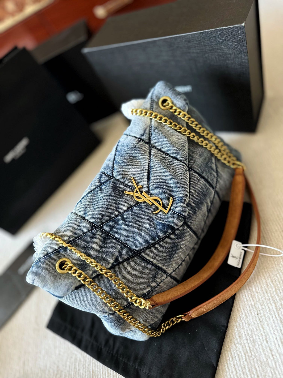 YSL*  washed denim bag