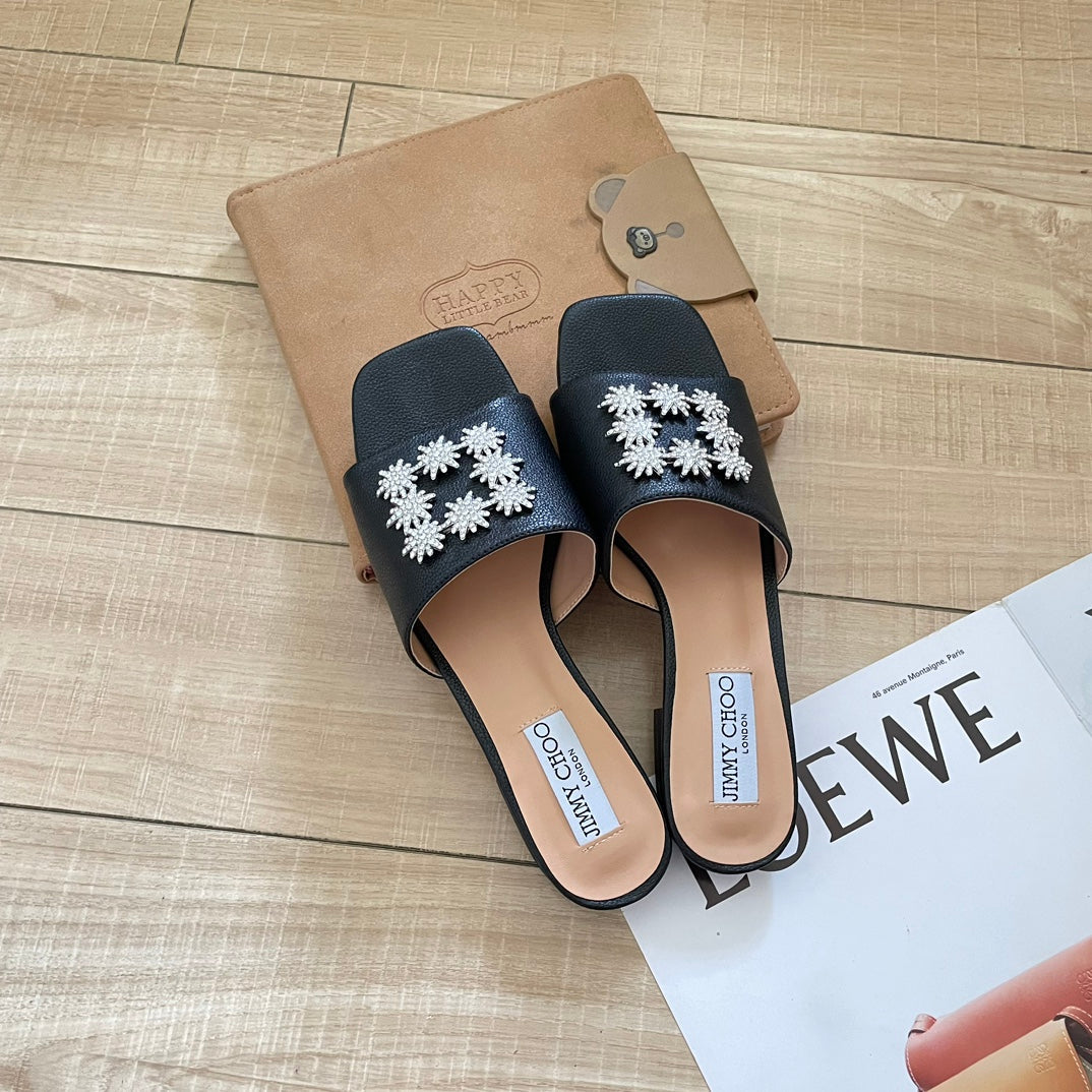 JIM* 23 new rhinestone flat slippers