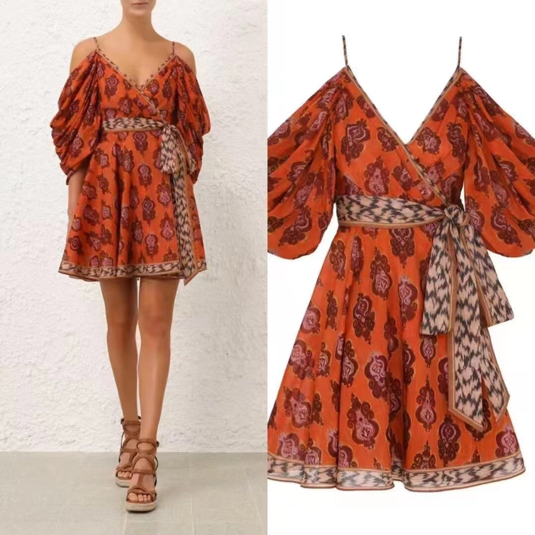 ZIMMERM* Vintage floral print wrap dress with tie waist