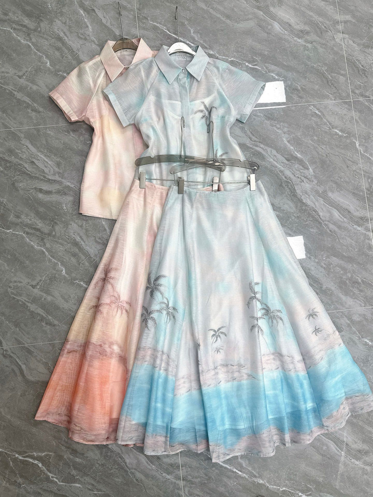 ZIM* Lapel Printed Top + Skirt