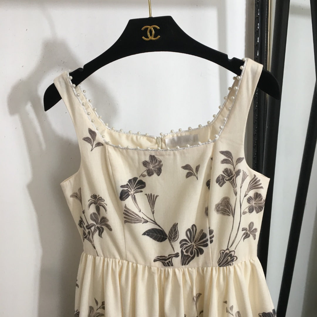 ZIM* Pearl Neck Waist Sling Dress