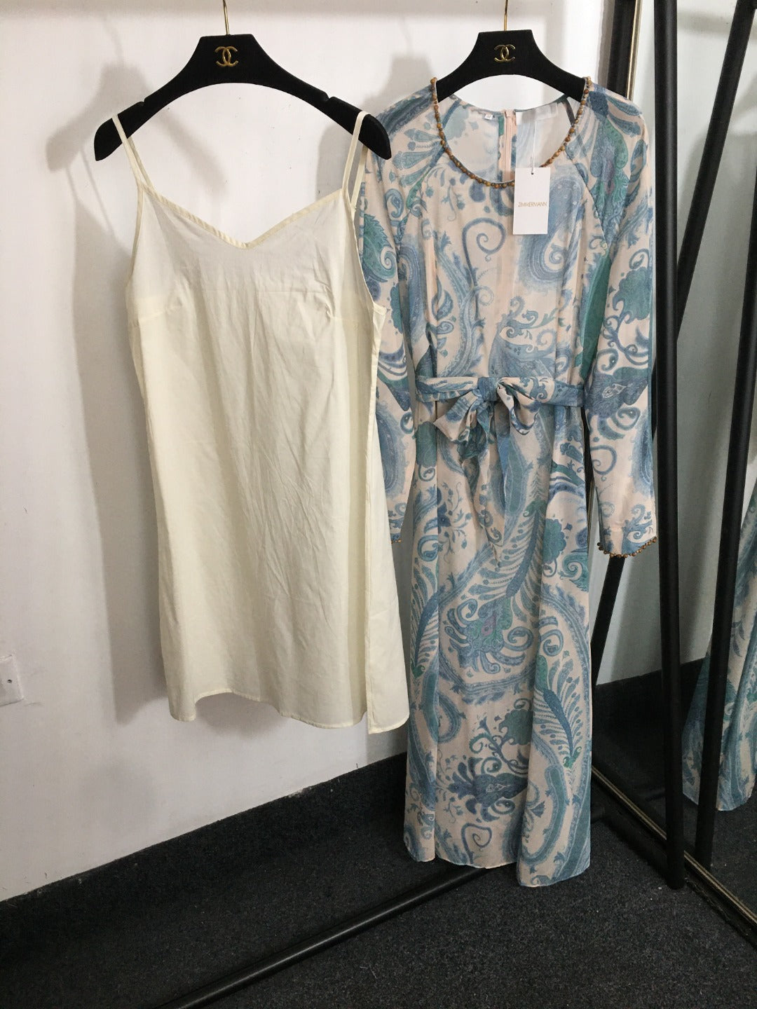 ZIM*Round neck tie waist long sleeve dress