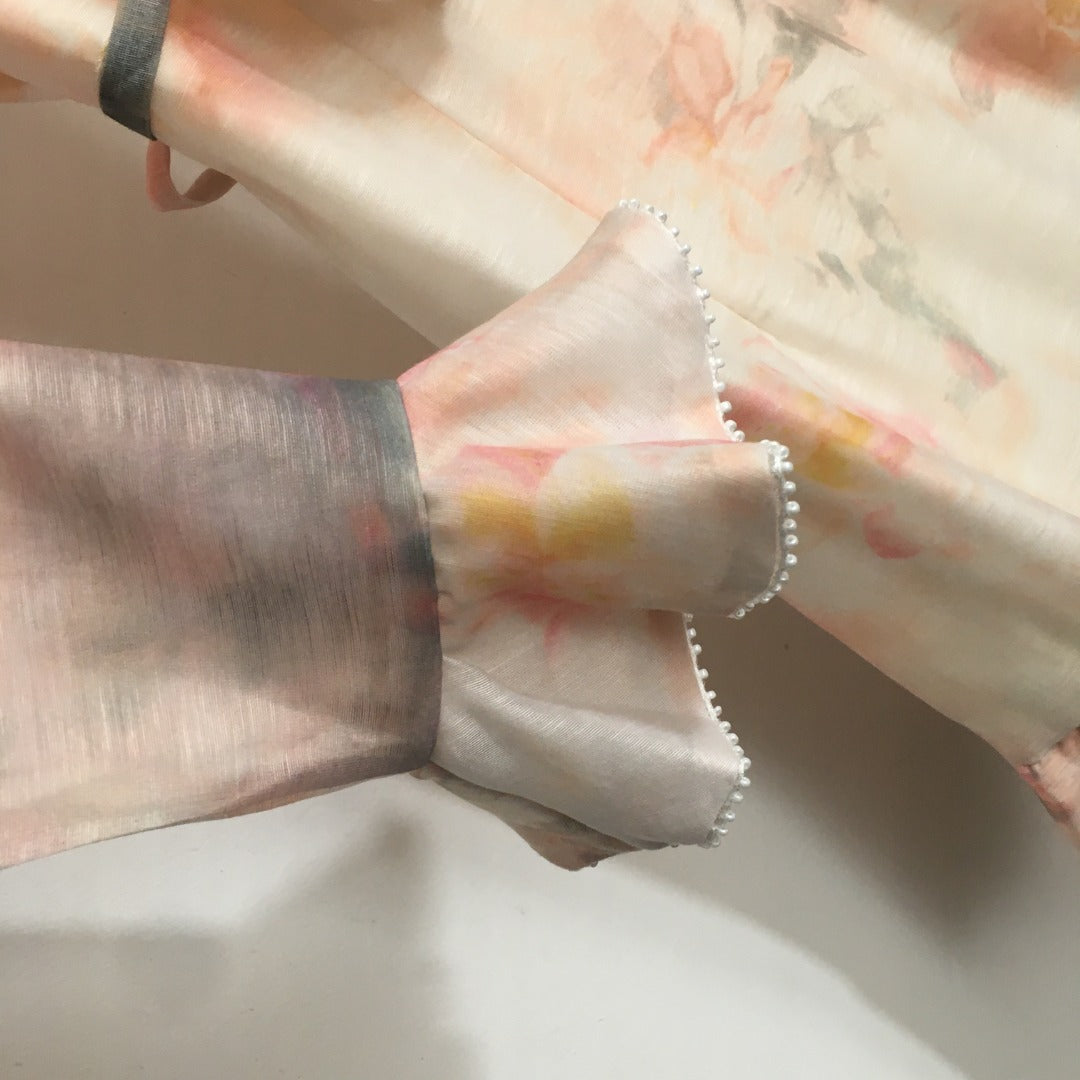 ZIM*3D flower belt long sleeve dress