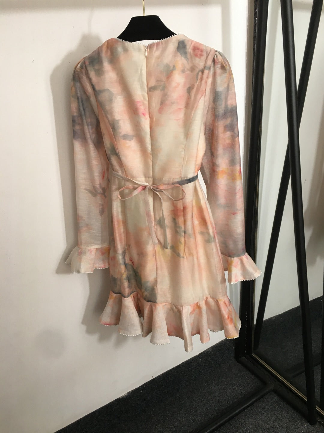 ZIM*3D flower belt long sleeve dress