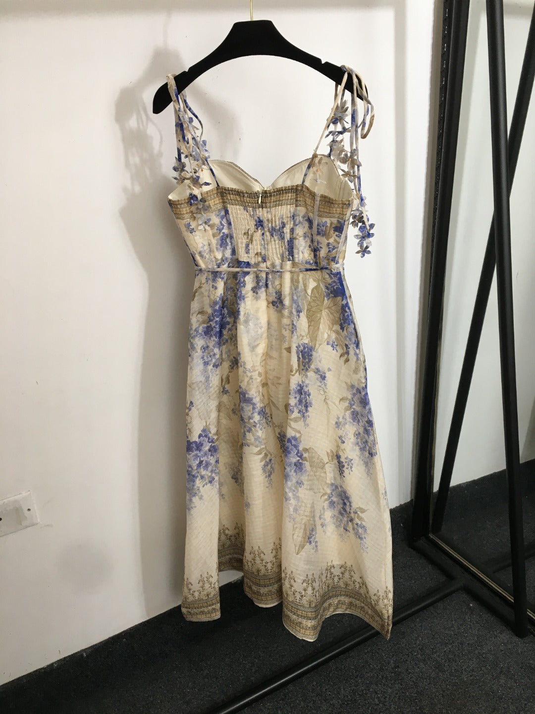 ZIM* Flower Print 3D Butterfly Petal Lace-Up Tube Dress