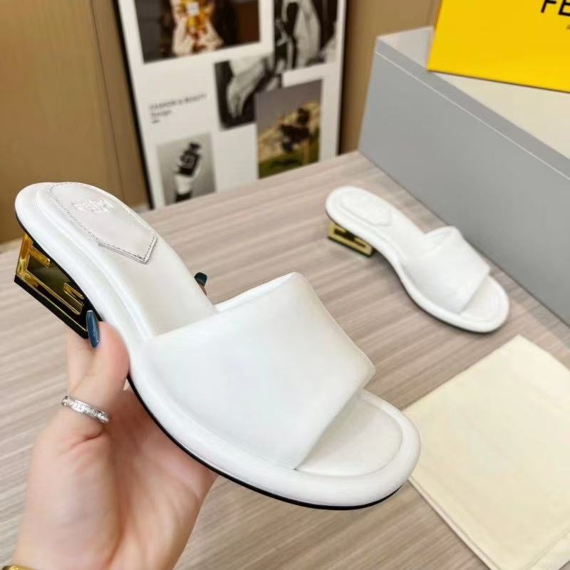 FEN* Metal Square Heel Slingback Flip-Flops
