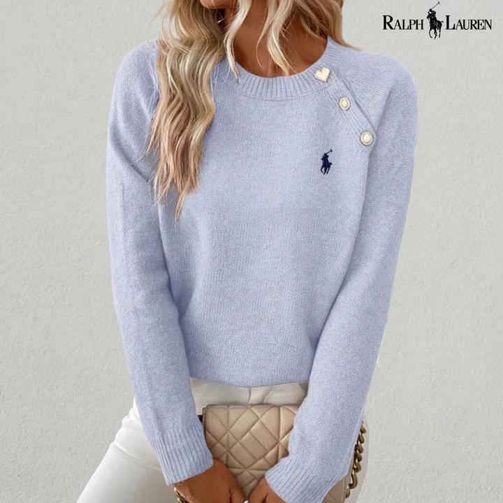 Classic Button-Shoulder Knit Sweater