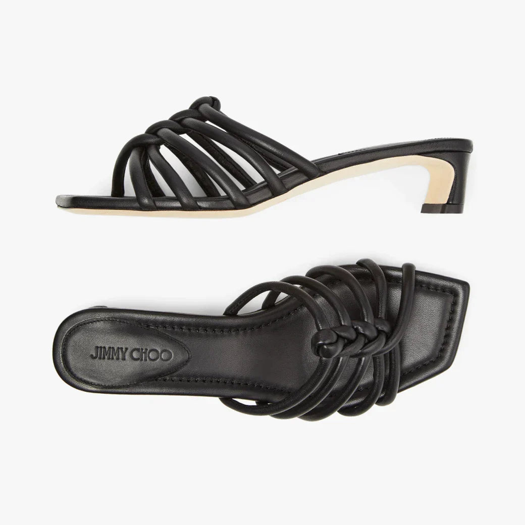 J**C* new silver metallic leather mules