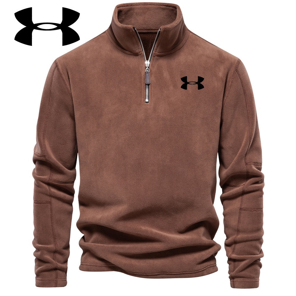 Men's stand-up collar zip-up fleece top